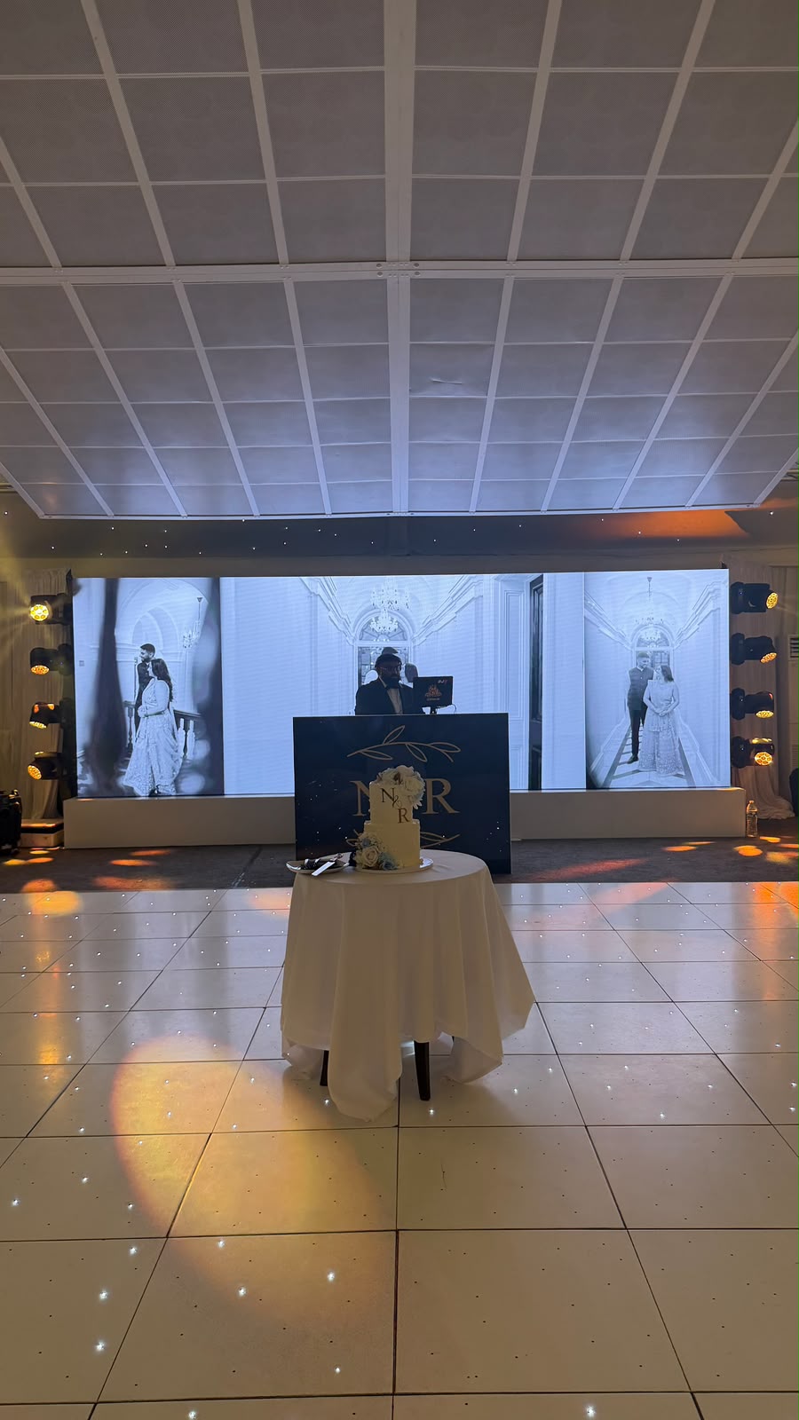 Luxury wedding reception setting at the Natural History Museum.